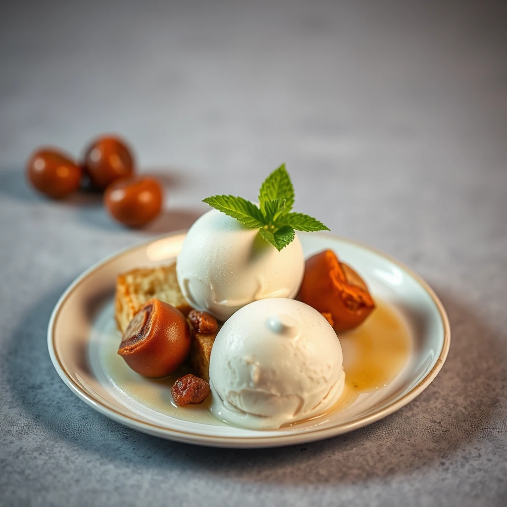 Torta di pane con castagne e gelato alla farina bóna